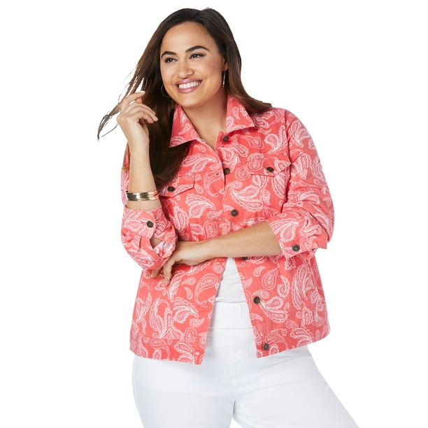Jessica London Womens Plus Size Classic Cotton Denim Jacket